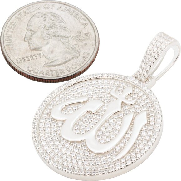 Buy 14K YELLOW GOLD ALLAH MEDALLION PENDANT WITH 3.85 CT  925 Sterling Silver 14k Gold Vermeil AAA Cubic Zirconia Allah Pendant